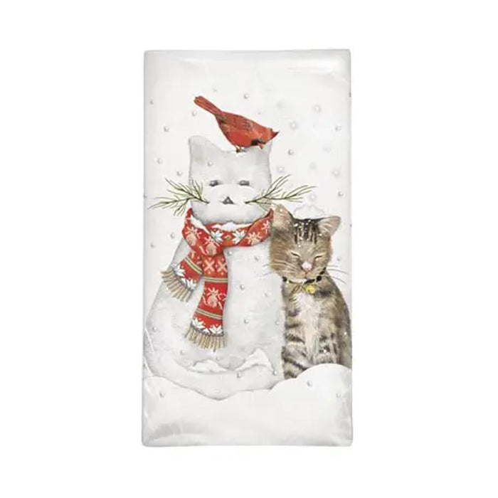 Snowman Cat Holiday Flour Sack Towel