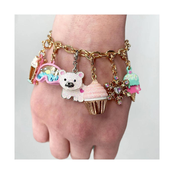 Charm It! Gold Pink Glitter Cupcake Charm