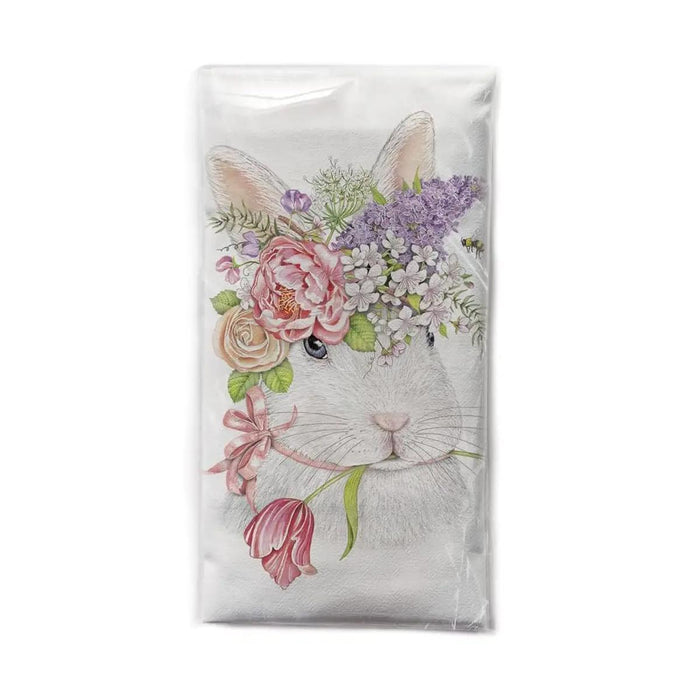 White Crowned Rabbit Easter Flour Sack Towel