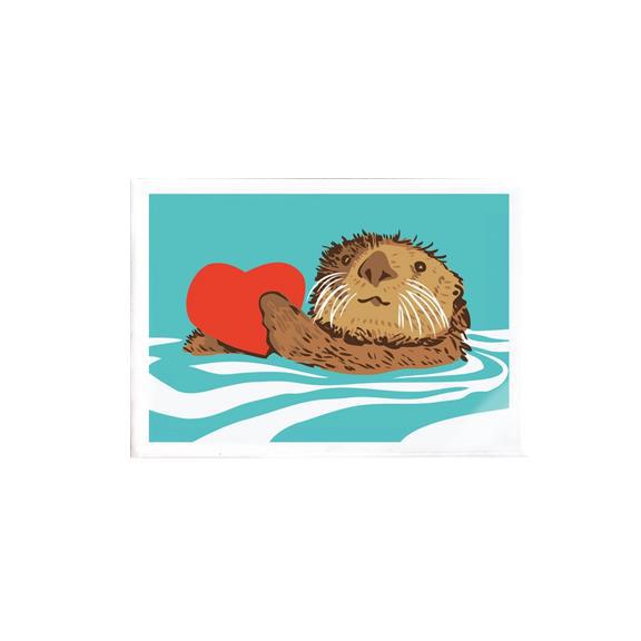 Otter With Heart Magnet