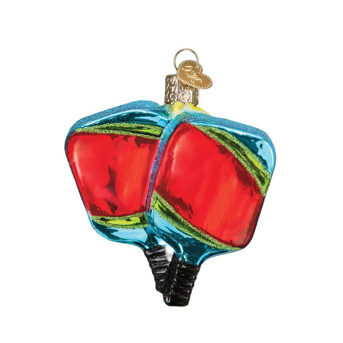 Pickleball Paddles Glass Ornament