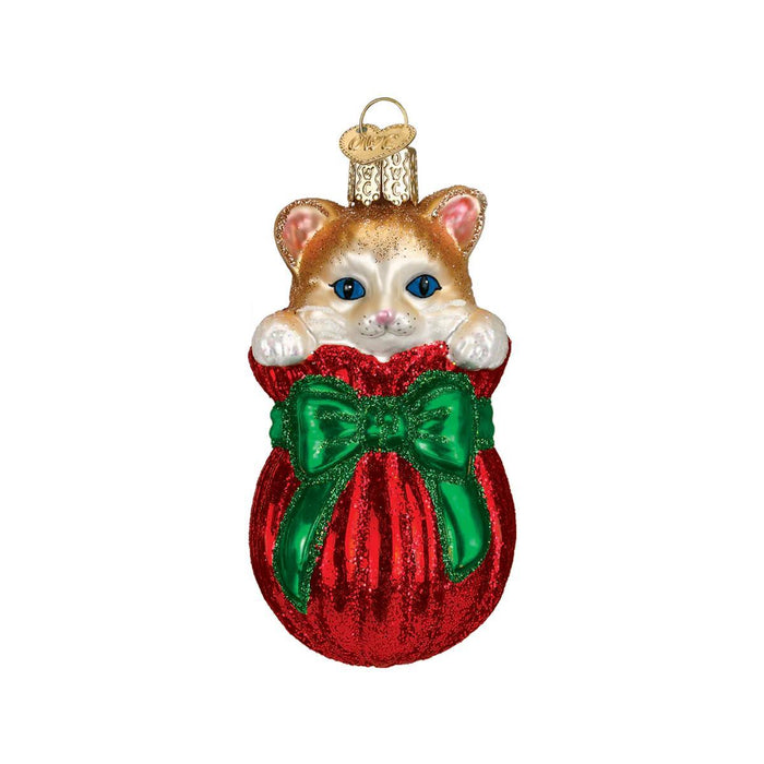 Letting the Cat Out of the Bag Glass Ornament