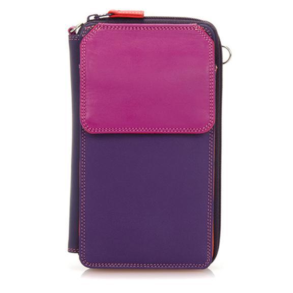 Zip Round Multi Purse with Shoulder Strap - Sangria