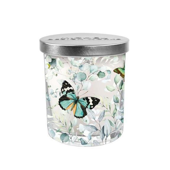 Butterfly Fields Glass Candle with Lid