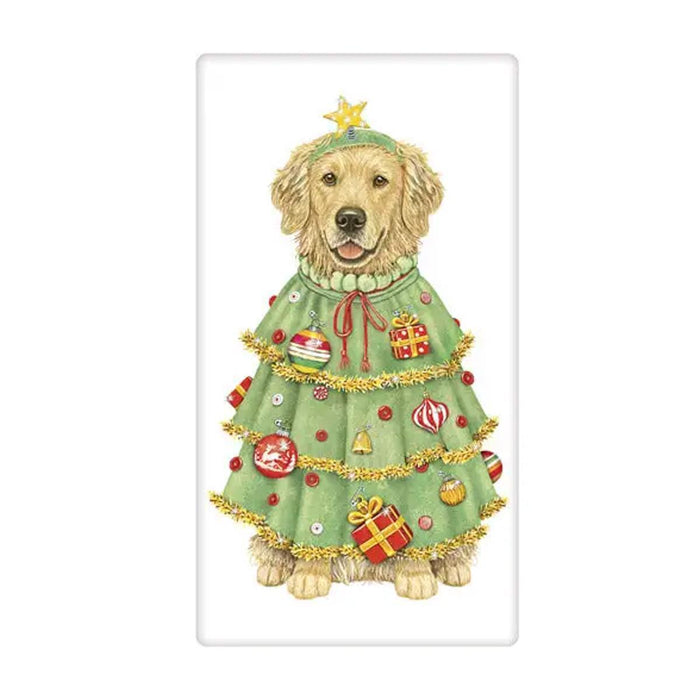 Tree Skirt Golden Holiday Flour Sack Towel