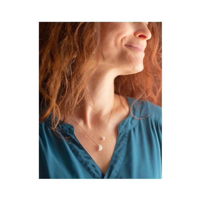Moon and Back Necklace- Moonstone