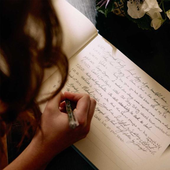 Hydrangea Embroidered Guest Book