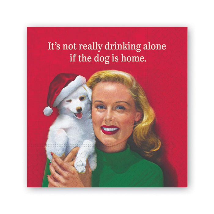 Christmas Drinking Alone Dog Beverage Napkin