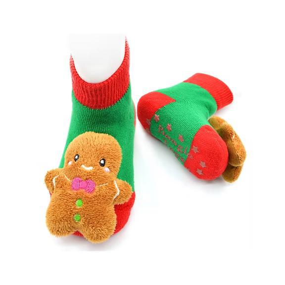 Boogie Toes Rattle Socks 0-1 Years - Gingerbread Man Christmas