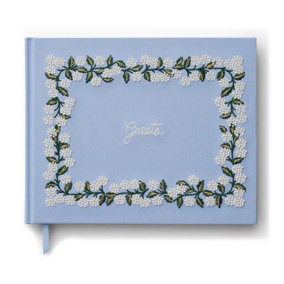 Hydrangea Embroidered Guest Book