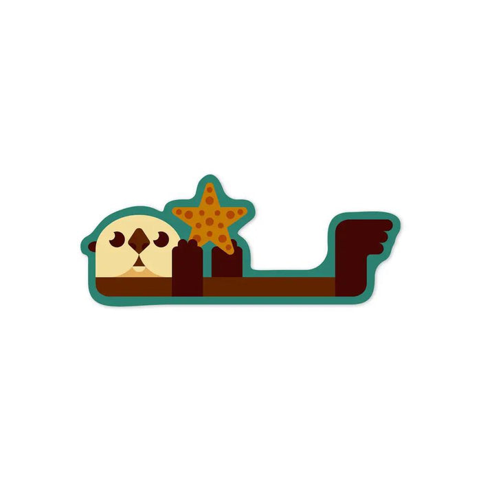 Otter with Starfish Vinyl Sticker