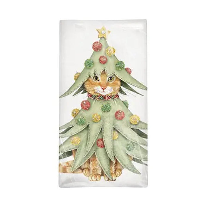 Christmas Tree Cat Holiday Flour Sack Towel