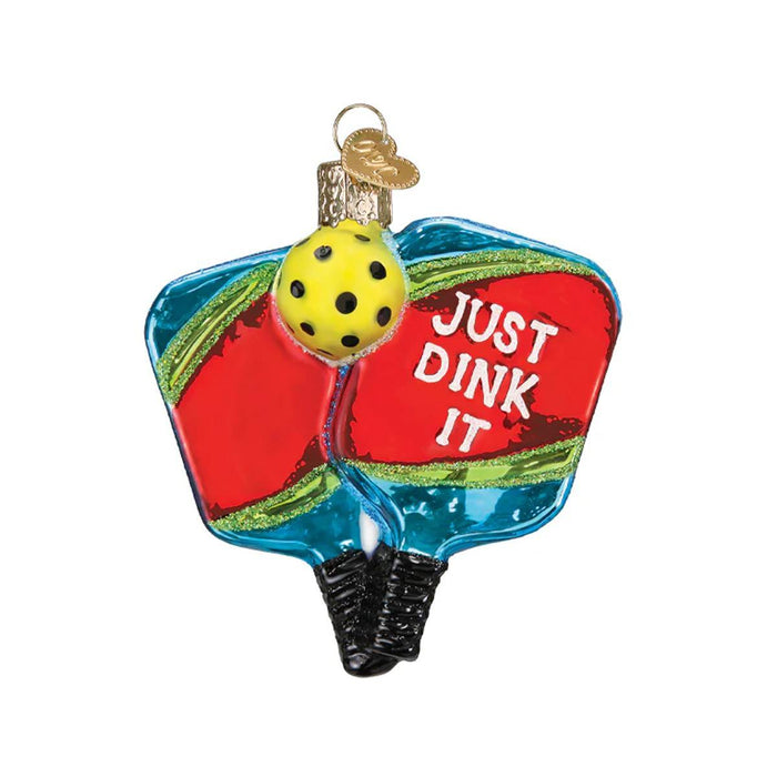 Pickleball Paddles Glass Ornament