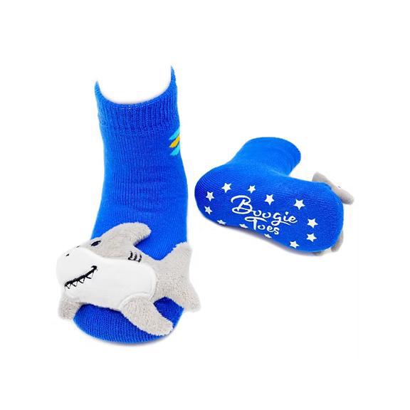 Boogie Toes Rattle Socks 0-1 Years - Blue Shark