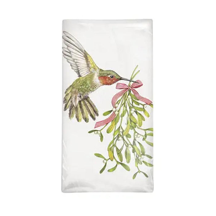 Hummingbird Mistletoe Holiday Flour Sack Towel