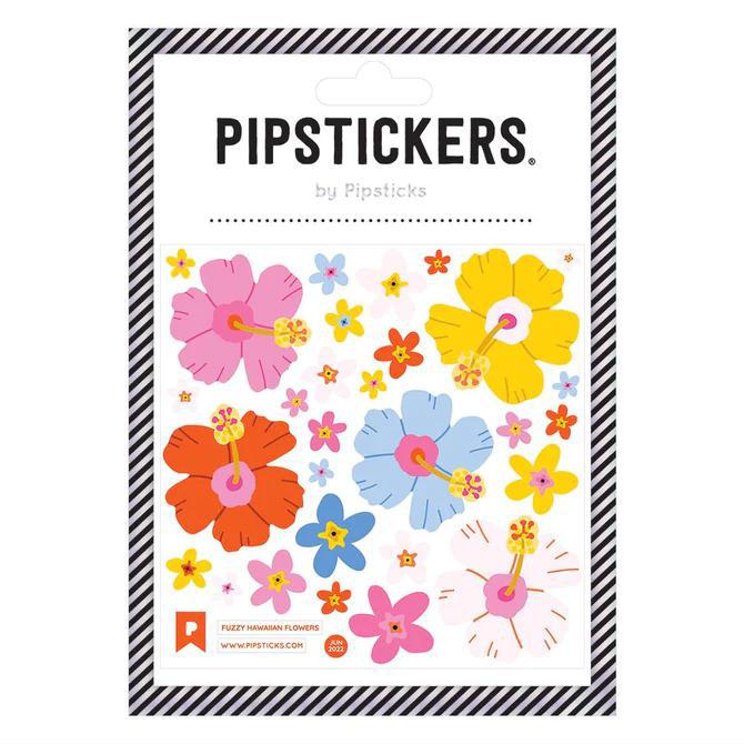 Fuzzy Hawaiian Flower Stickers