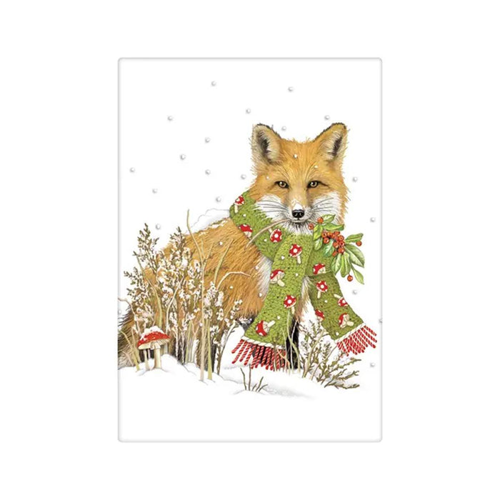 Toadstool Fox Holiday Flour Sack Towel