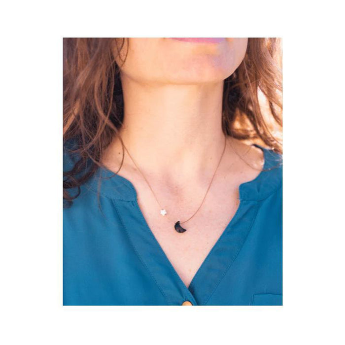 Moon and Back Necklace- Black Onyx