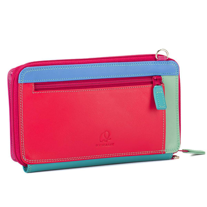 Zip Round Multi Purse with Shoulder Strap - Lipstick