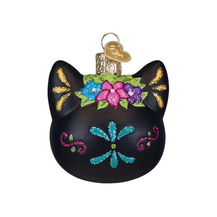 Dia de los Muertos Cat Glass Ornament