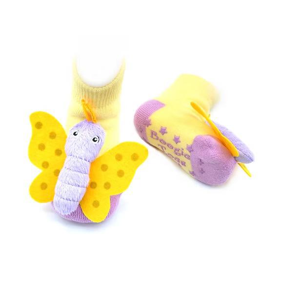 Boogie Toes Rattle Socks 0-1 Years - Butterfly