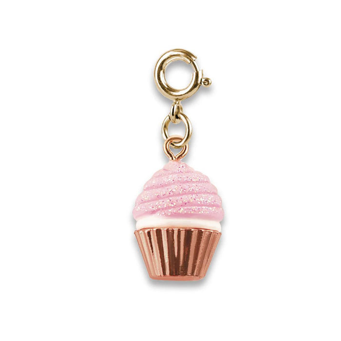 Charm It! Gold Pink Glitter Cupcake Charm