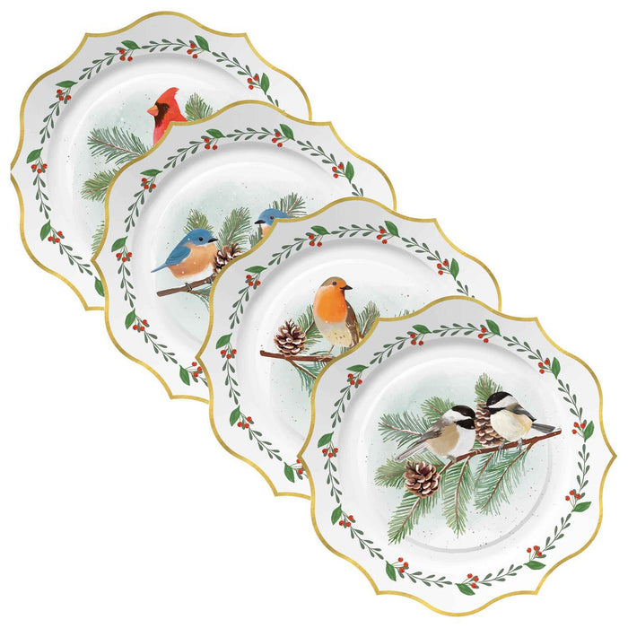 Snowy Day Birds Dessert Plates