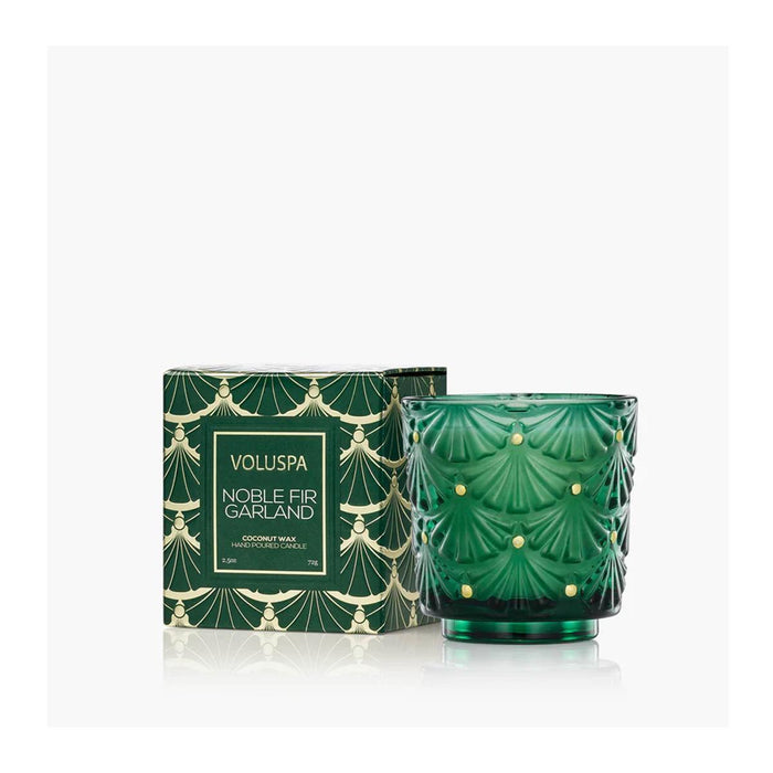 Holiday Noble Fir Garland Boxed Pedestal Candle