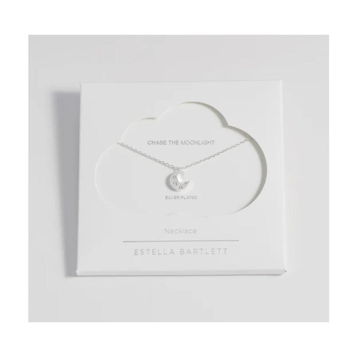 Three Stone Moon Necklace - Silver Plated