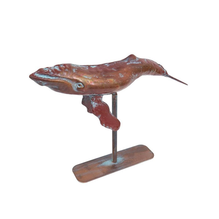 Whale with Metal Base - Verdigris
