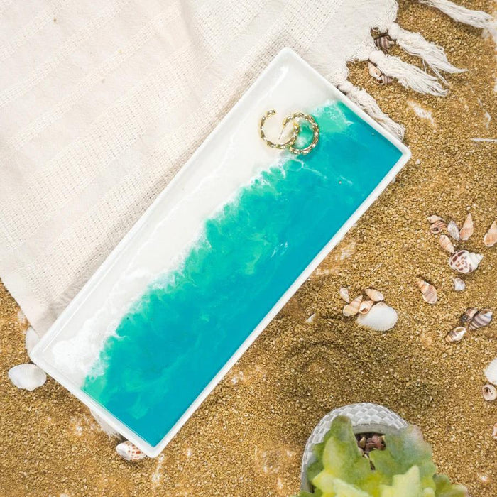 Large Ceramic Resin Tray - Caribbean Blue