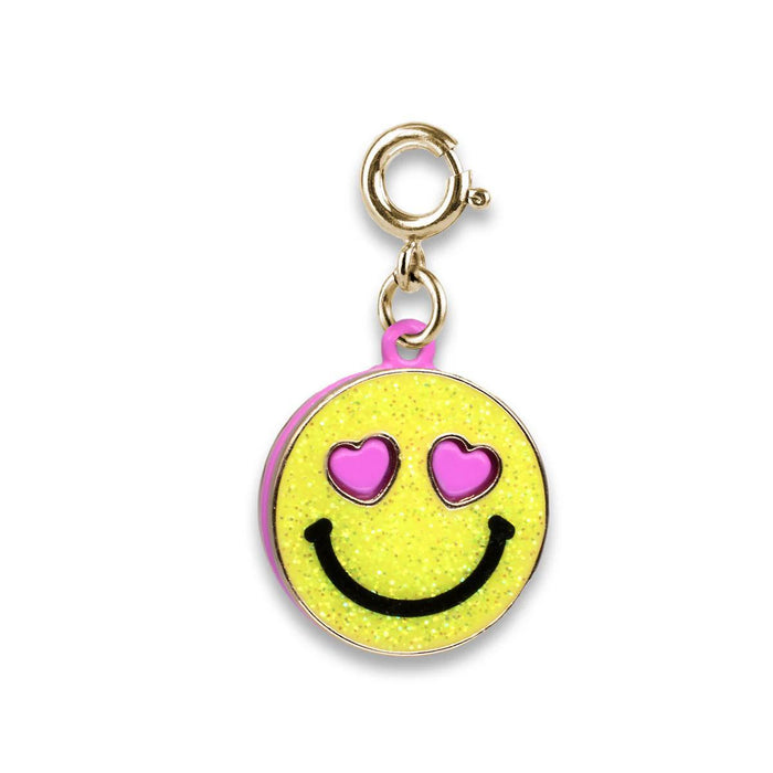 Charm It! Gold Glitter Smiley Face Charm
