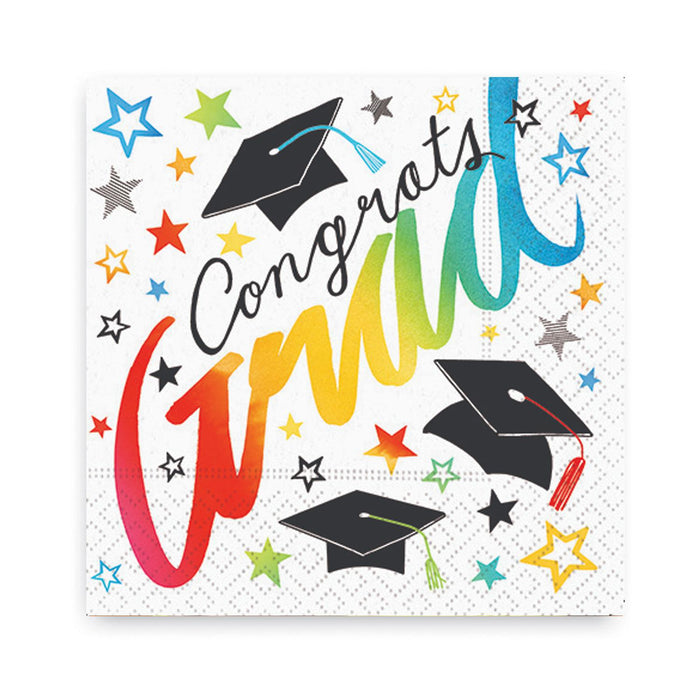 Rainbow Stars Graduation Beverage Napkins