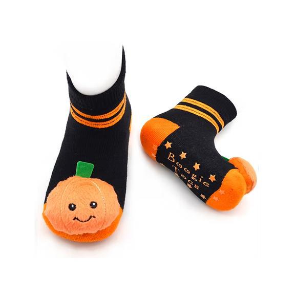 Boogie Toes Rattle Socks 0-1 Years - Halloween Pumpkin