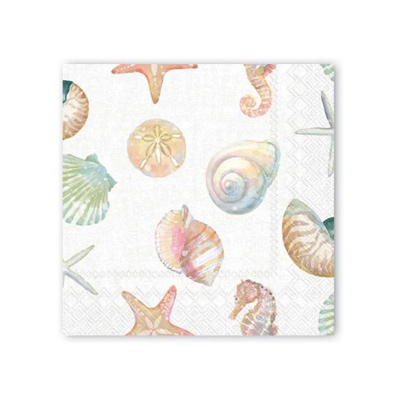 Watercolor Coast Sea Life Beverage Napkins