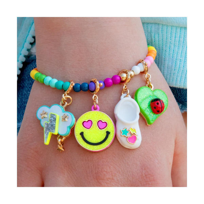 Charm It! Gold Glitter Smiley Face Charm