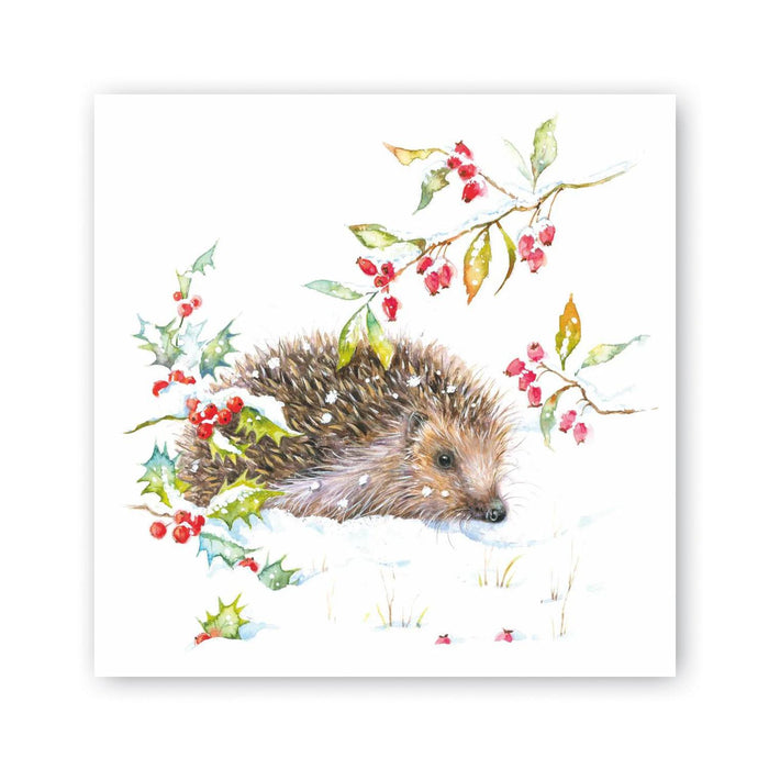 Hedgehog in Winter Beverage Napkins
