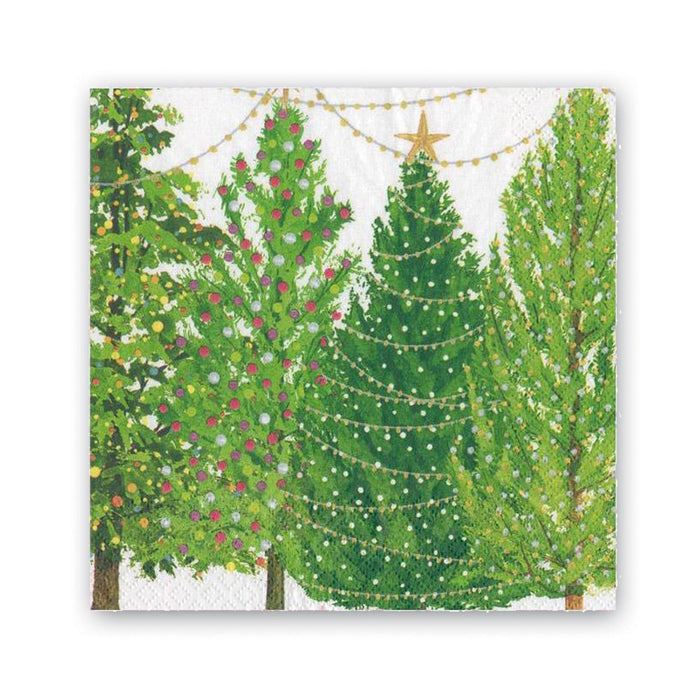 Christmas Trees with Lights Beverage Napkins