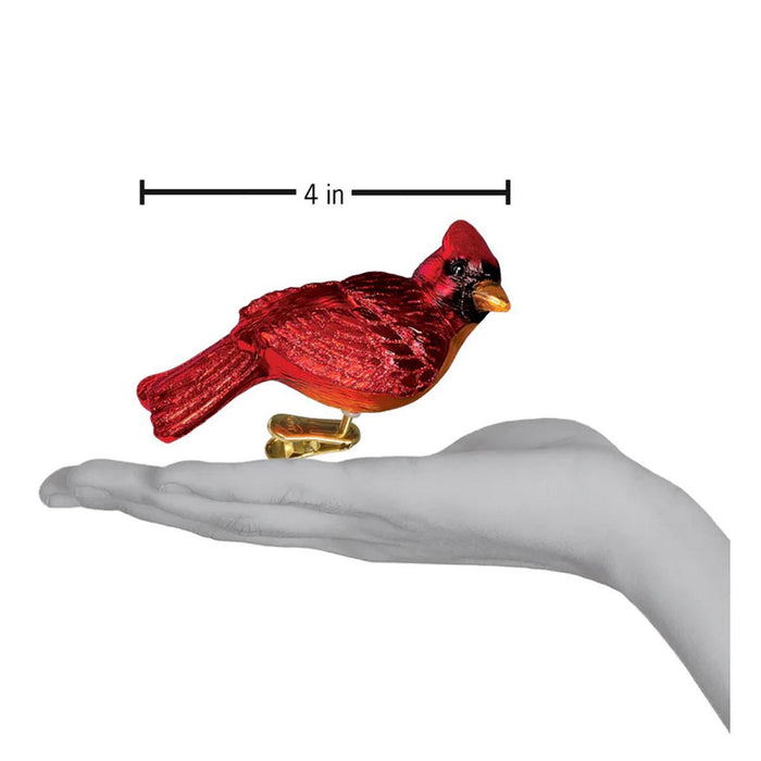 Resting Cardinal Glass Ornament