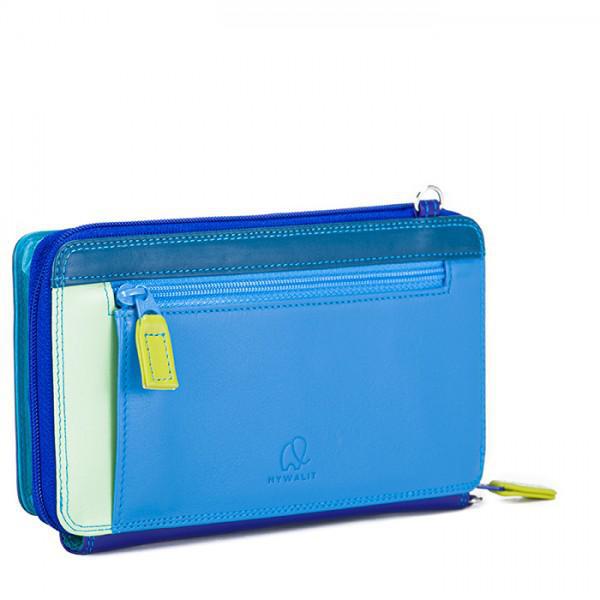 Zip Round Multi Purse with Shoulder Strap - Seascape