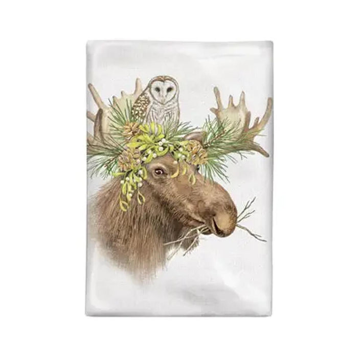 Moose Owl Holiday Flour Sack Towel