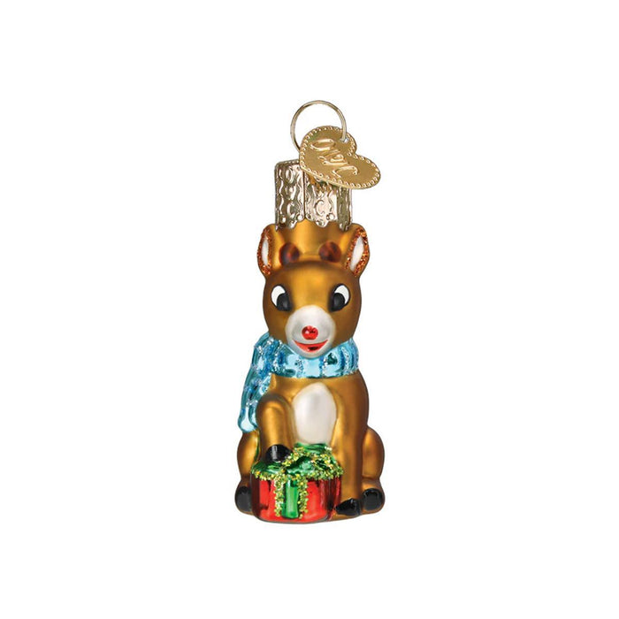 Mini Rudolph the Red-Nosed Reindeer Glass Ornament