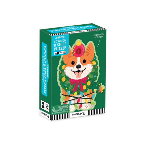 Christmas Corgi 48 Piece Scratch & Sniff Mini Puzzle