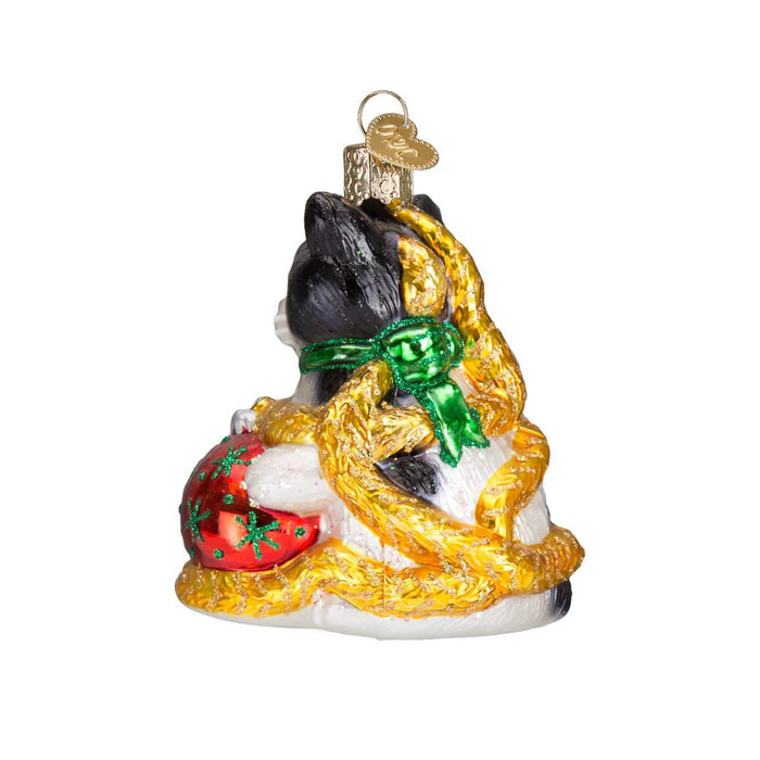 Holiday Kitten Glass Ornament