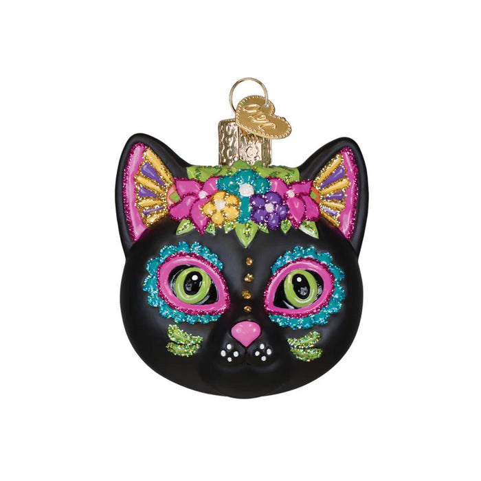 Dia de los Muertos Cat Glass Ornament