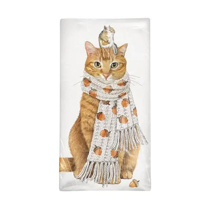 Acorn Cat Fall Flour Sack Towel