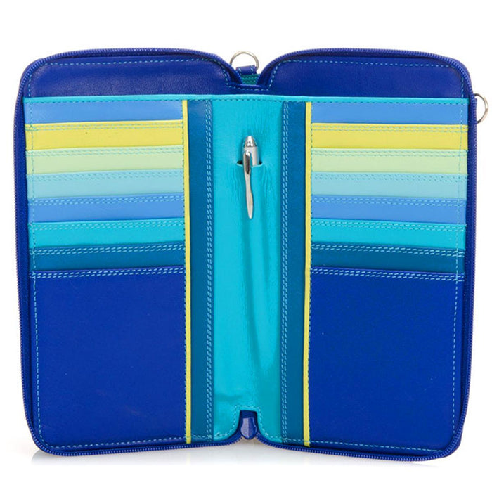 Zip Round Multi Purse with Shoulder Strap - Seascape