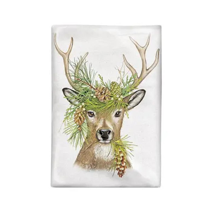 Pine Deer Holiday Flour Sack Towel