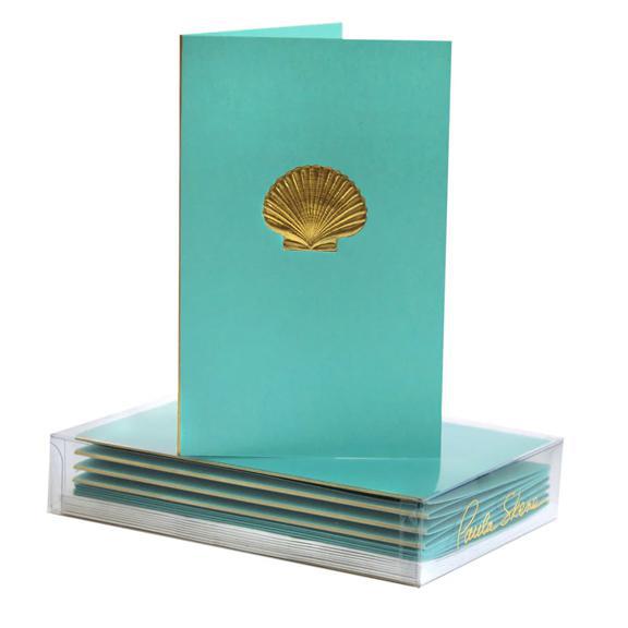 Scallop Shell Teal Boxed Mini Notes