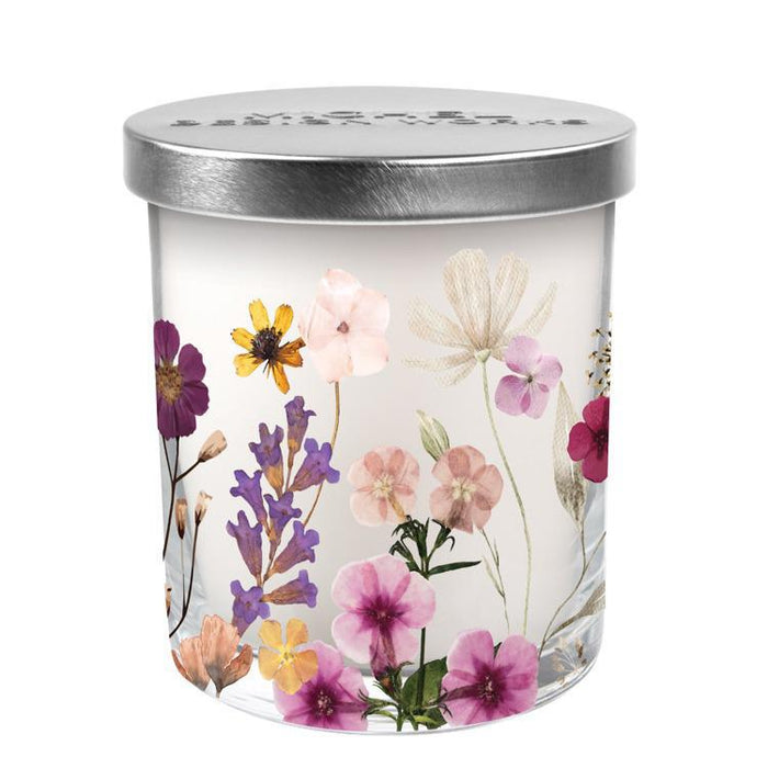 Pressed Flowers Glass Candle with Lid